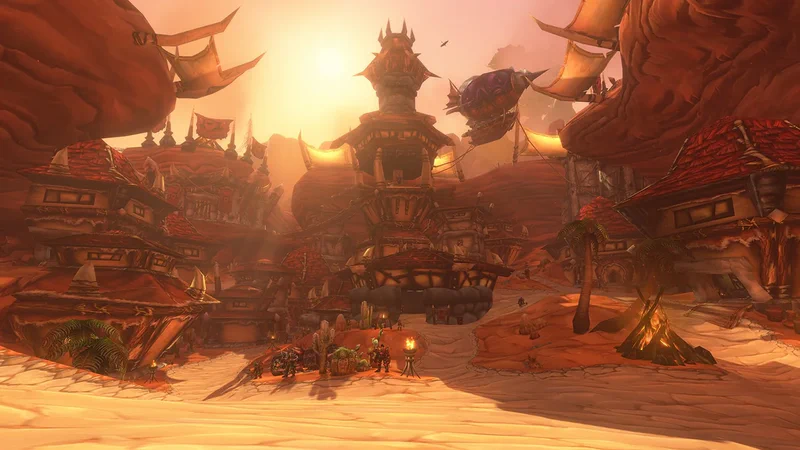 Orgrimmar im Abendlicht, Hauptstadt der Horde in World of Warcraft: Forever